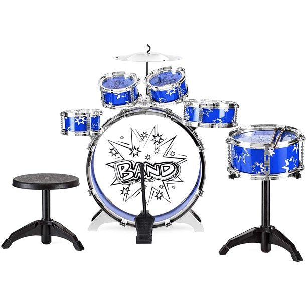 SUGIFT  11-Piece Kids Starter Drum Set ,Blue