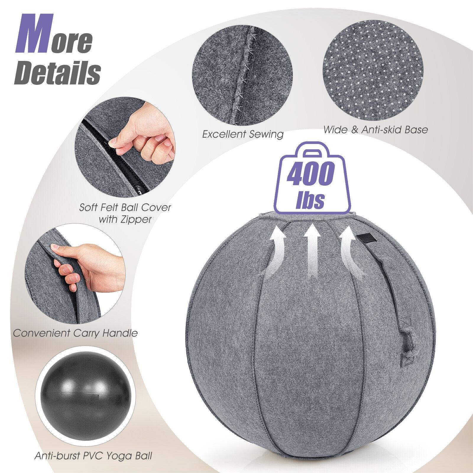 Yoga Sitting Ball with Felt Cover and Air Pump-Gray