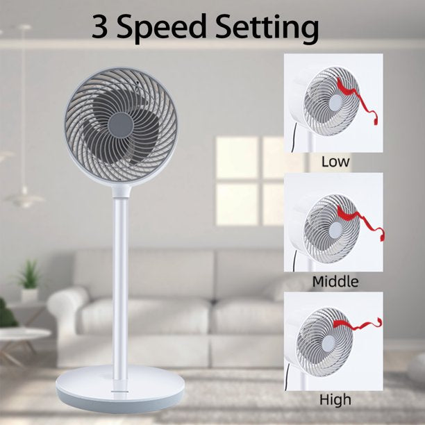 SUGIFT  7 inch Stand Fan, 3 Speeds & 3 Modes, 15 Hours Timer, 70¡ã Oscillating Circulating Fan, Remote Control, Air Circulation Fan White