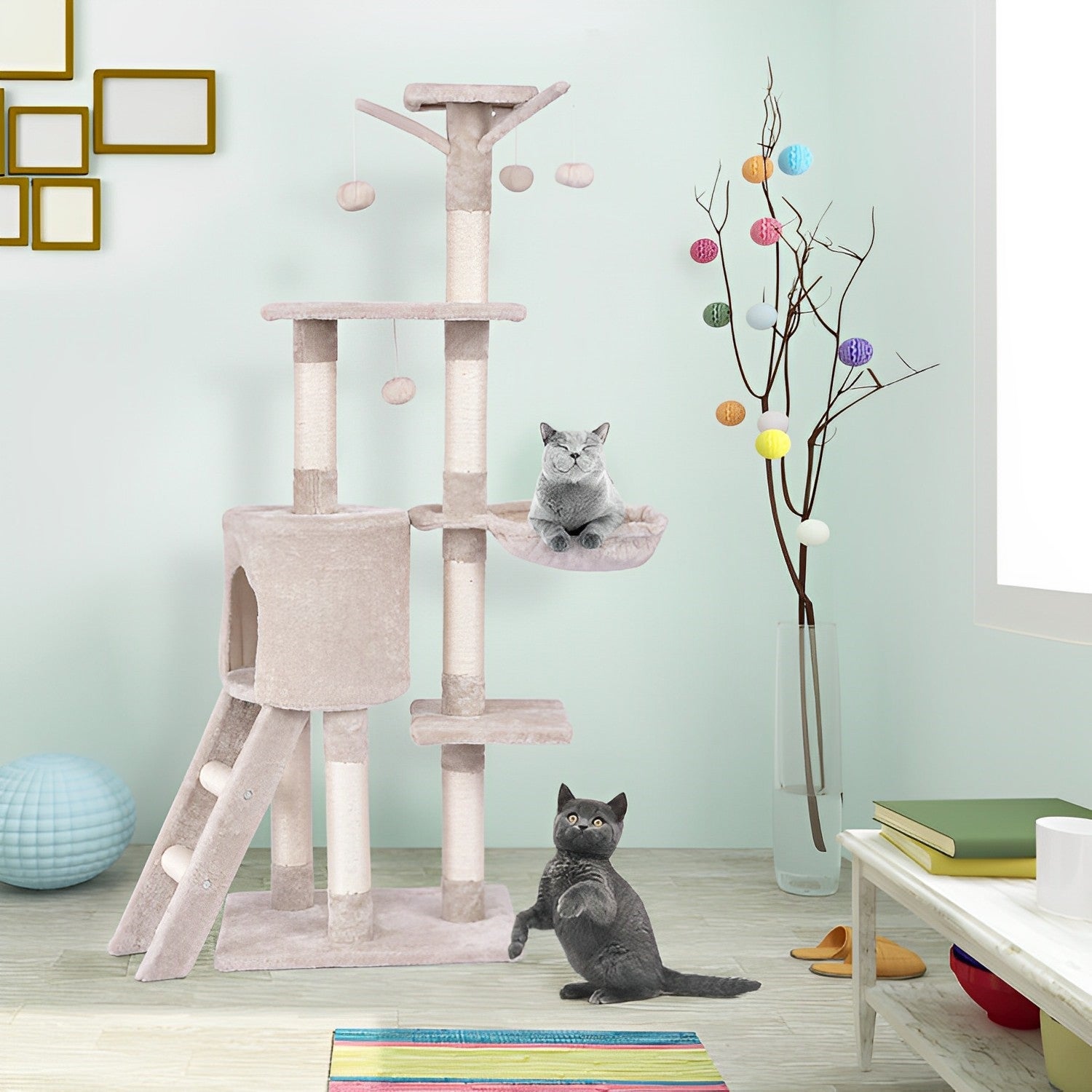 56 Inch Condo Scratching Posts Ladder Cat Play Tree