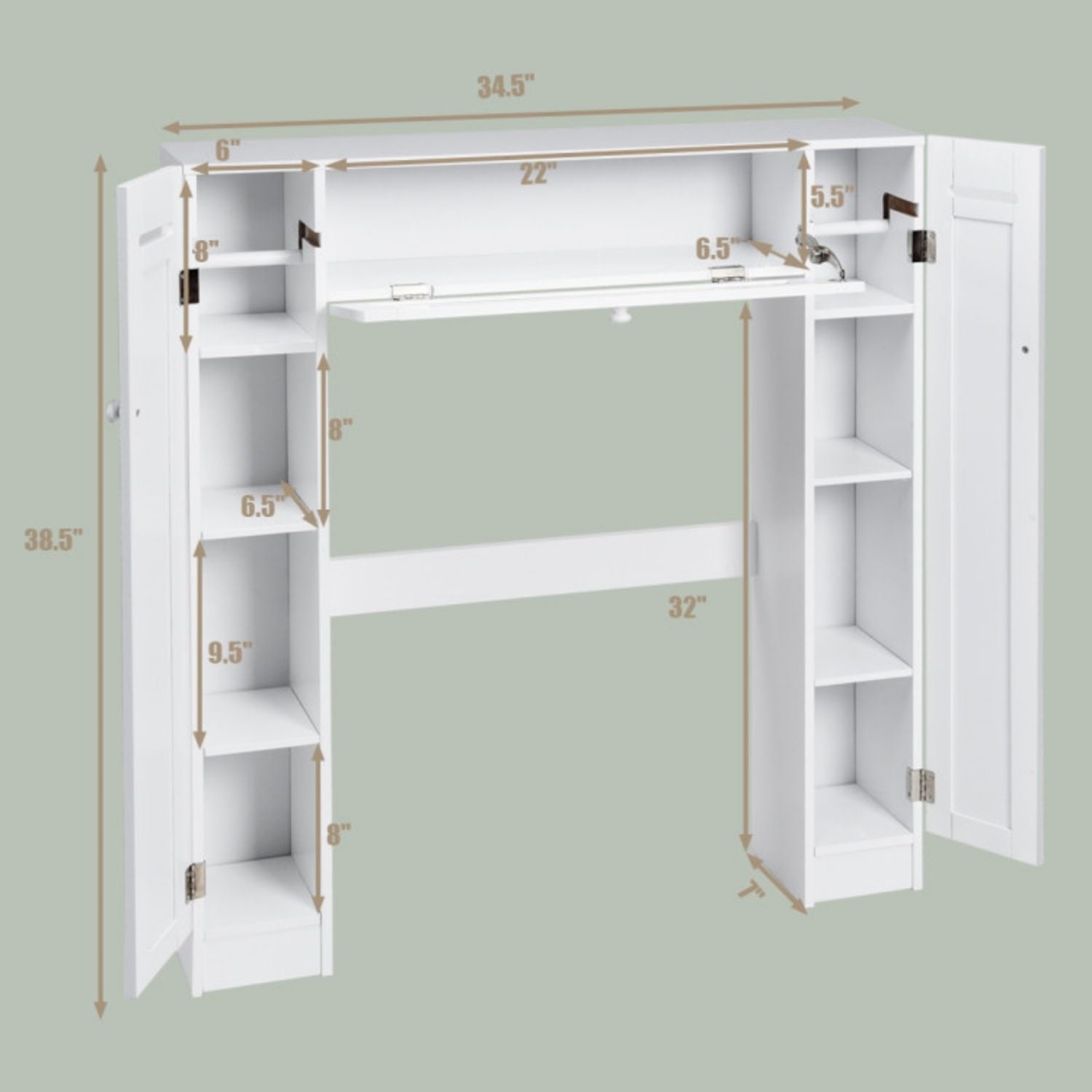 SUGIFT Wooden over the Toilet Storage Cabinet