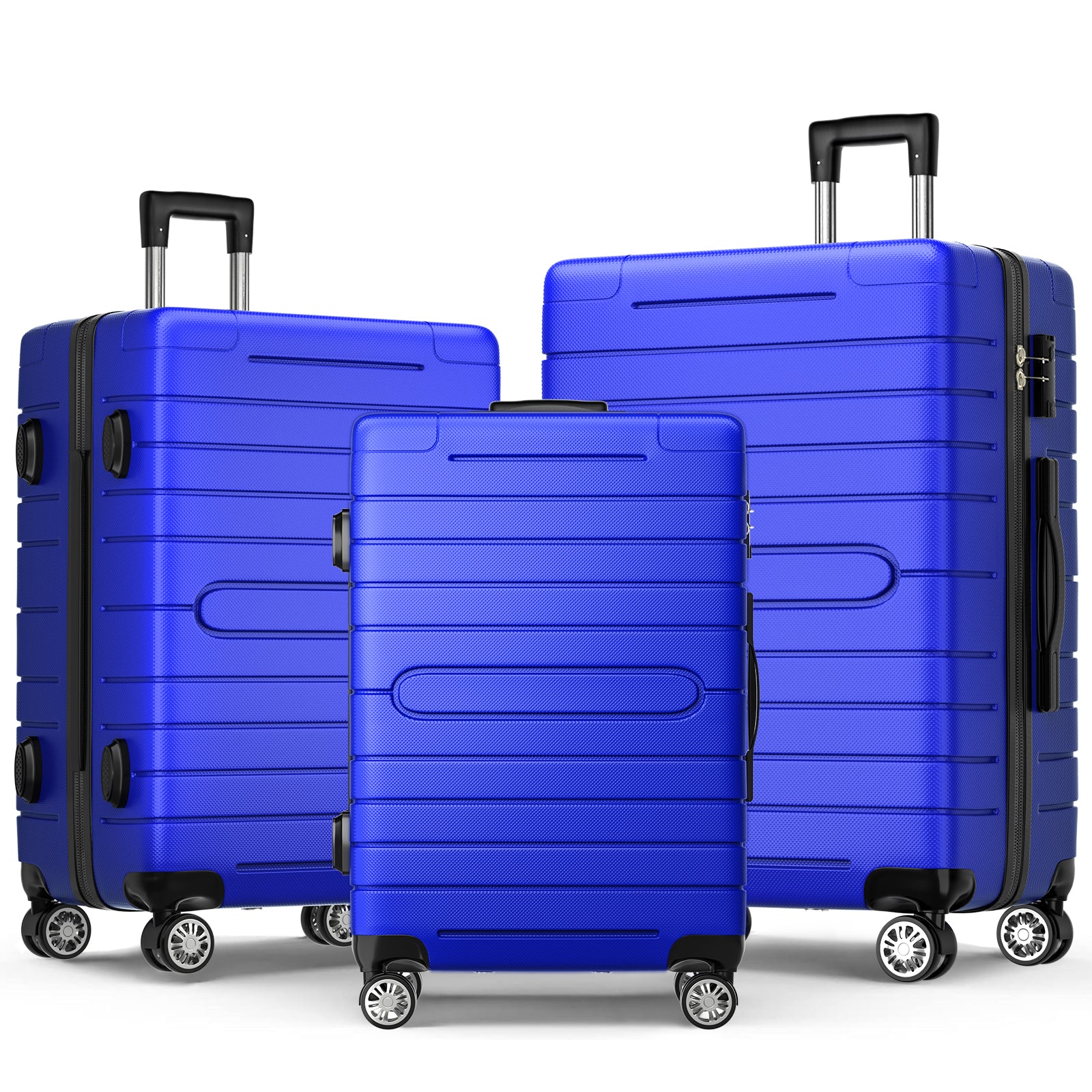 Blue 3-Pcs Luggage Sets, Trunk Set, ABS Lightweight Suitcase Sets with TSA Lock & Spinner Wheels, 20in/24in/28in