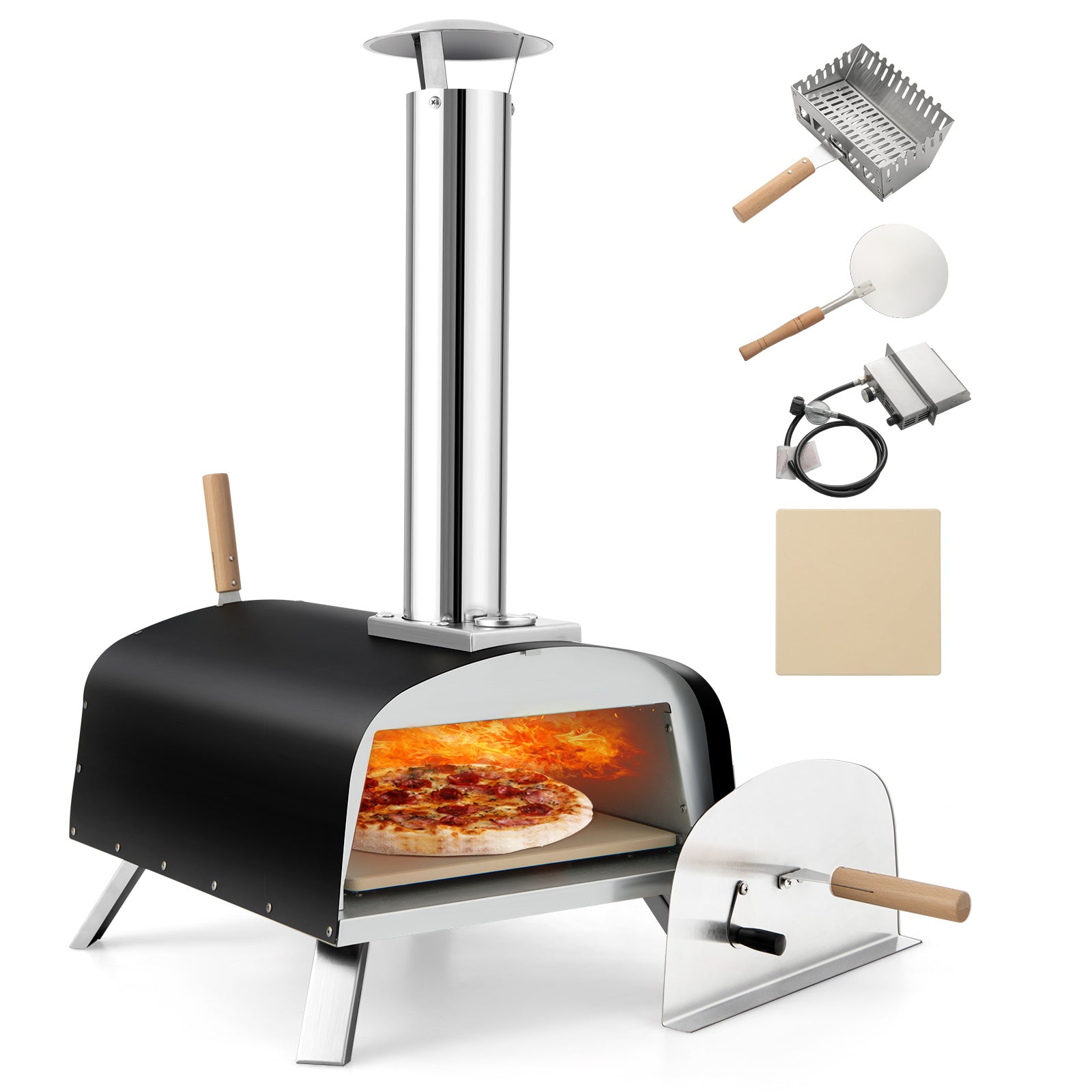 Portable Stainless Steel Outdoor Pizza Oven with 12 Inch Pizza Stone