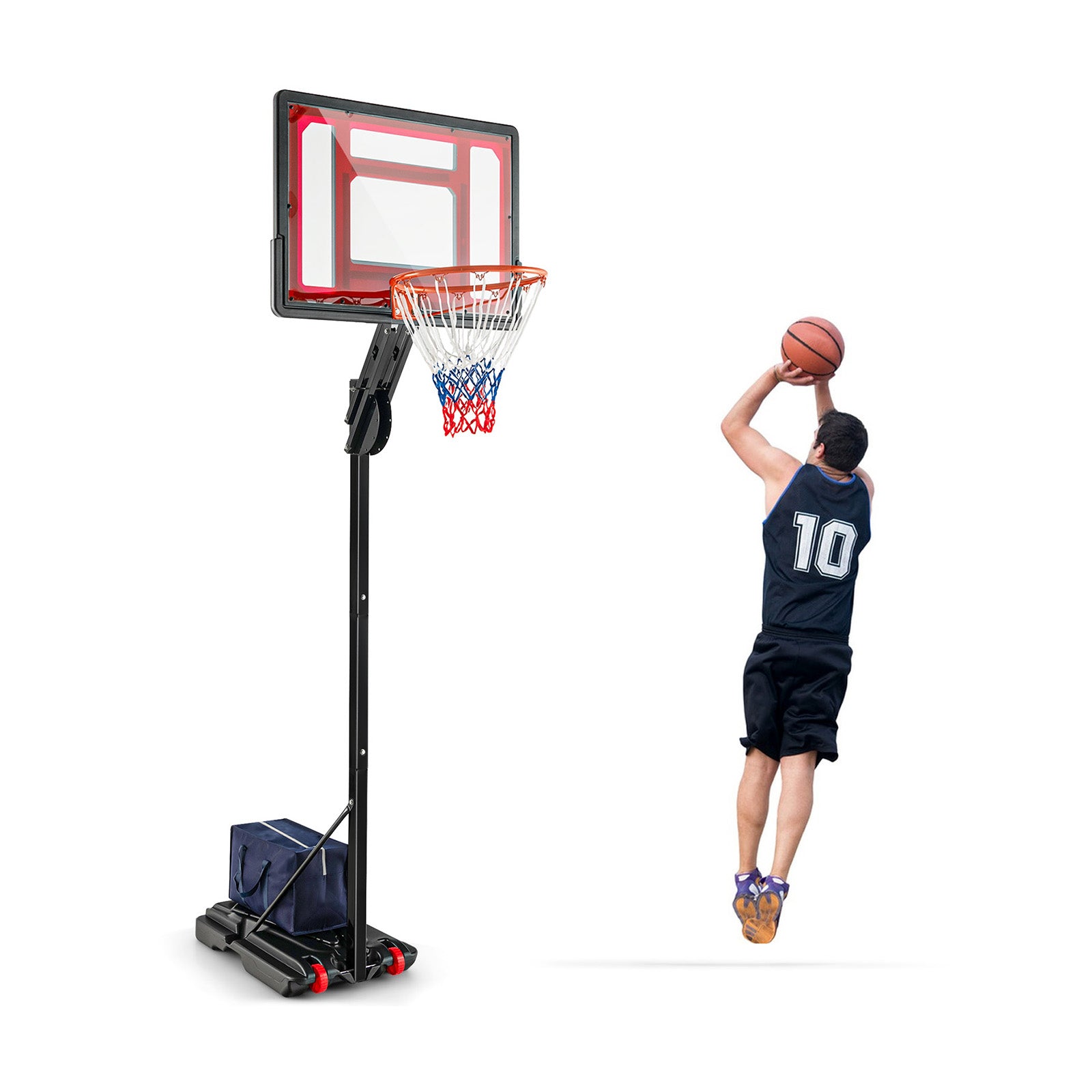 Basketball Hoop with 5-10 Feet Adjustable Height for Indoor Outdoor