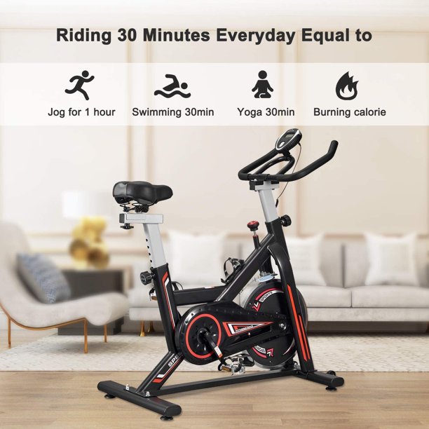 Indoor Cycling Bike Exercise Bike - Cycle Bike with Ipad Mount with Comfortable Seat Cushion