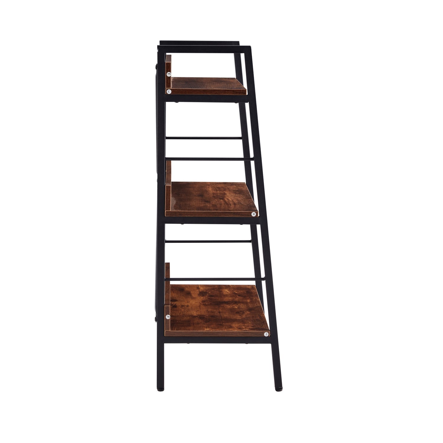 SUGIFT  3 Tier H Ladder Bookcase Industrial Style Bookshelf Bookshelves with Metal Frames Storage Display Rack Book Shelves and Bookcases for Living Room Office, Brown