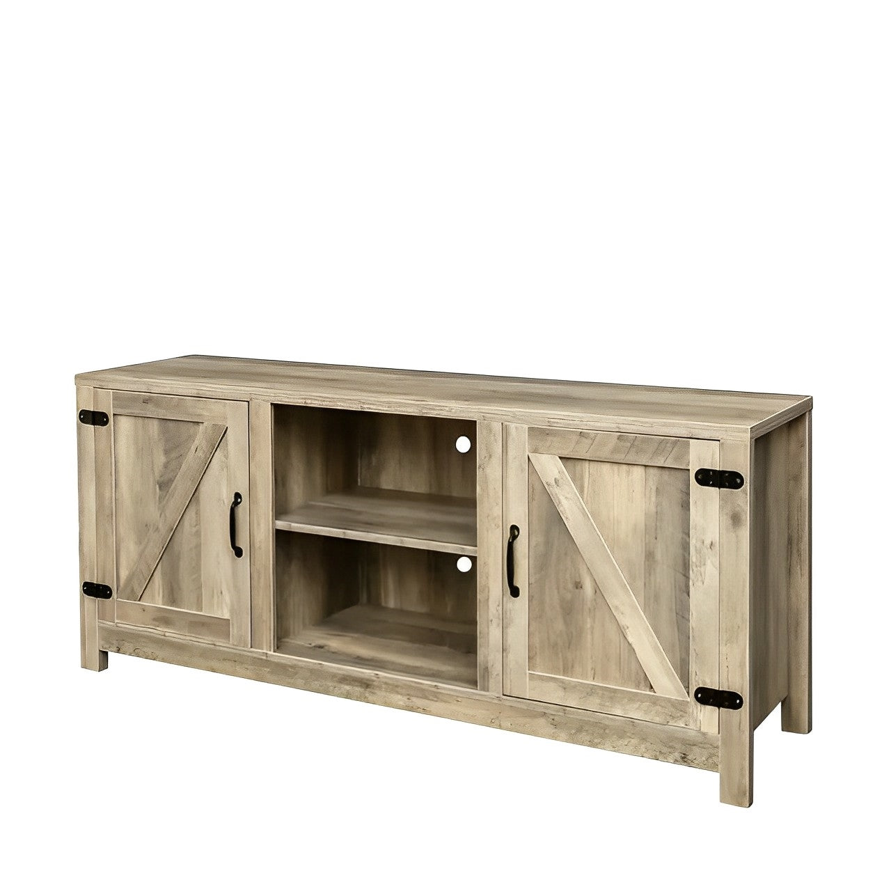 Modern Farmhouse TV Stand, 2-Door TV Cabinet for TV up to 65inch