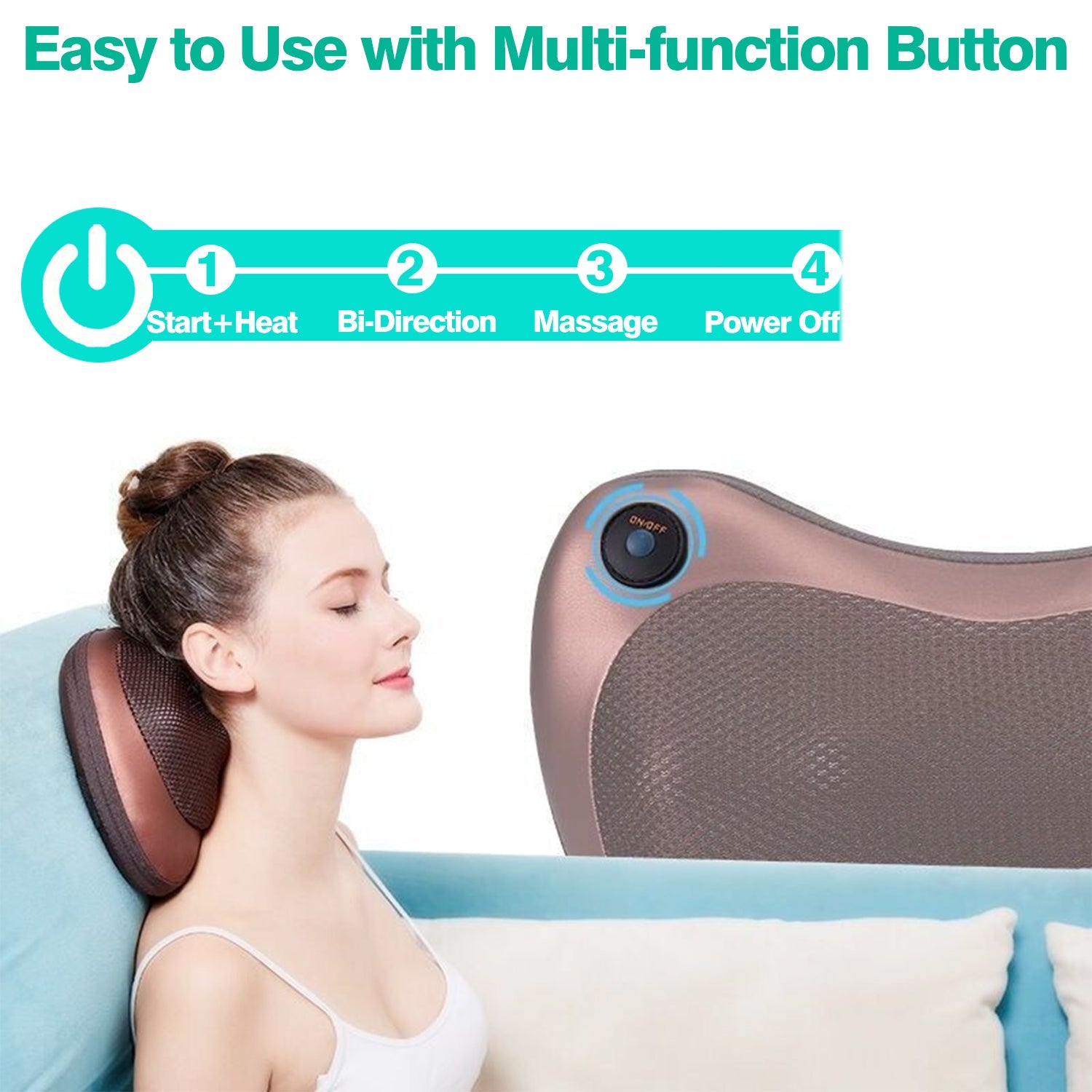 SUGIFT  Back Massager with Heat,Shiatsu Kneading Electric Massage Pillow for Back,Neck,Shoulders,Legs, Foot