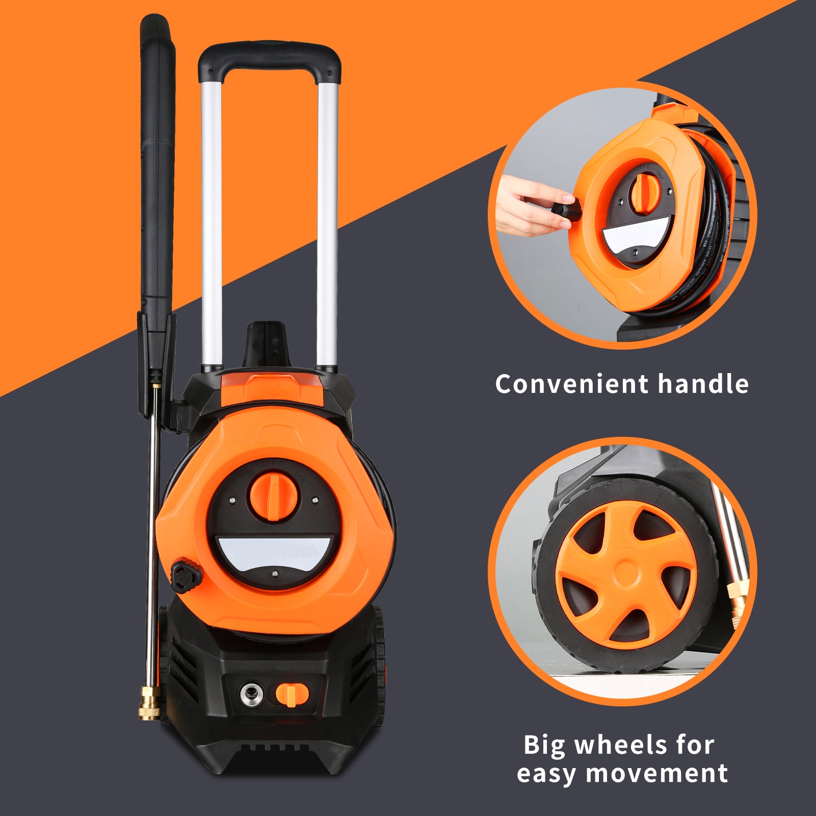 2.0 GPM Electric High Pressure Washer, Cleans Cars/Fences/Patios