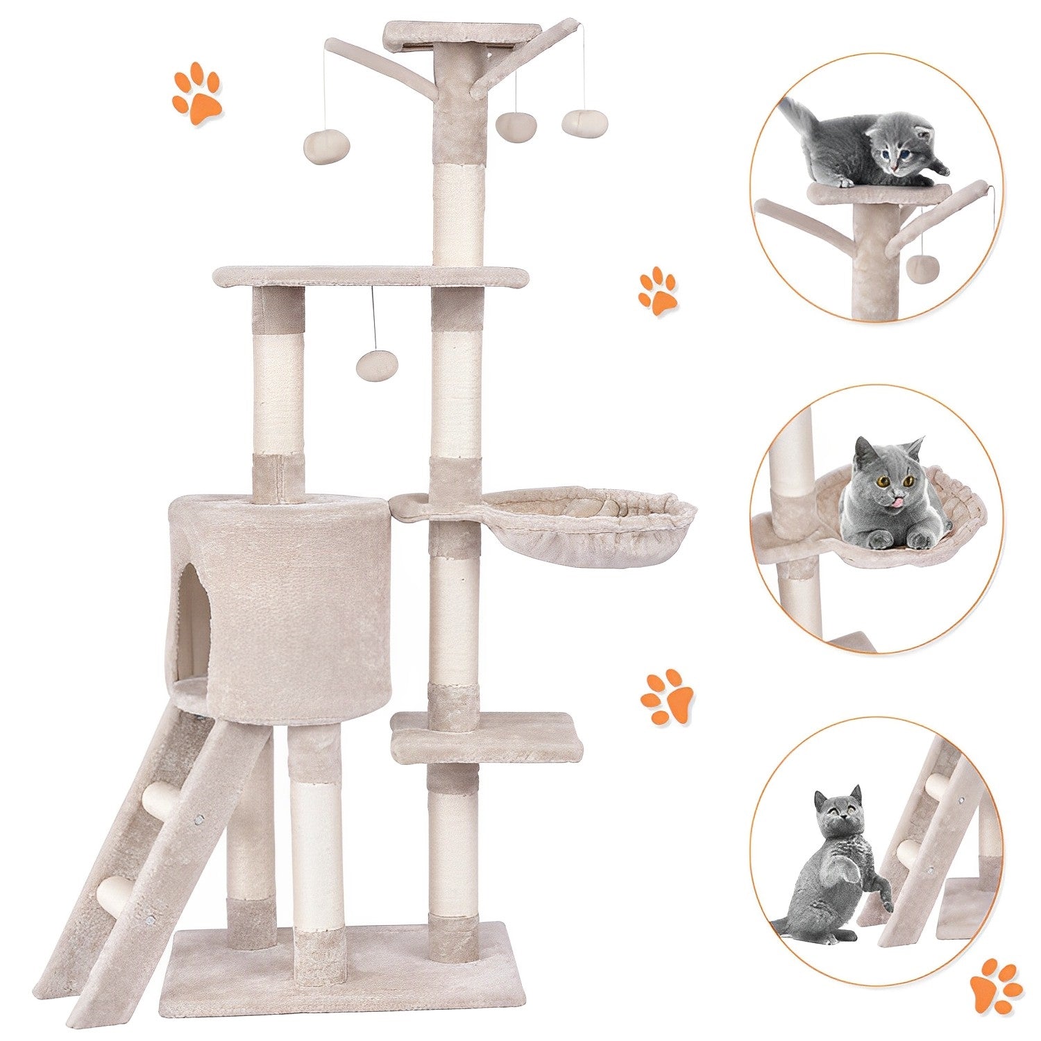 56 Inch Condo Scratching Posts Ladder Cat Play Tree