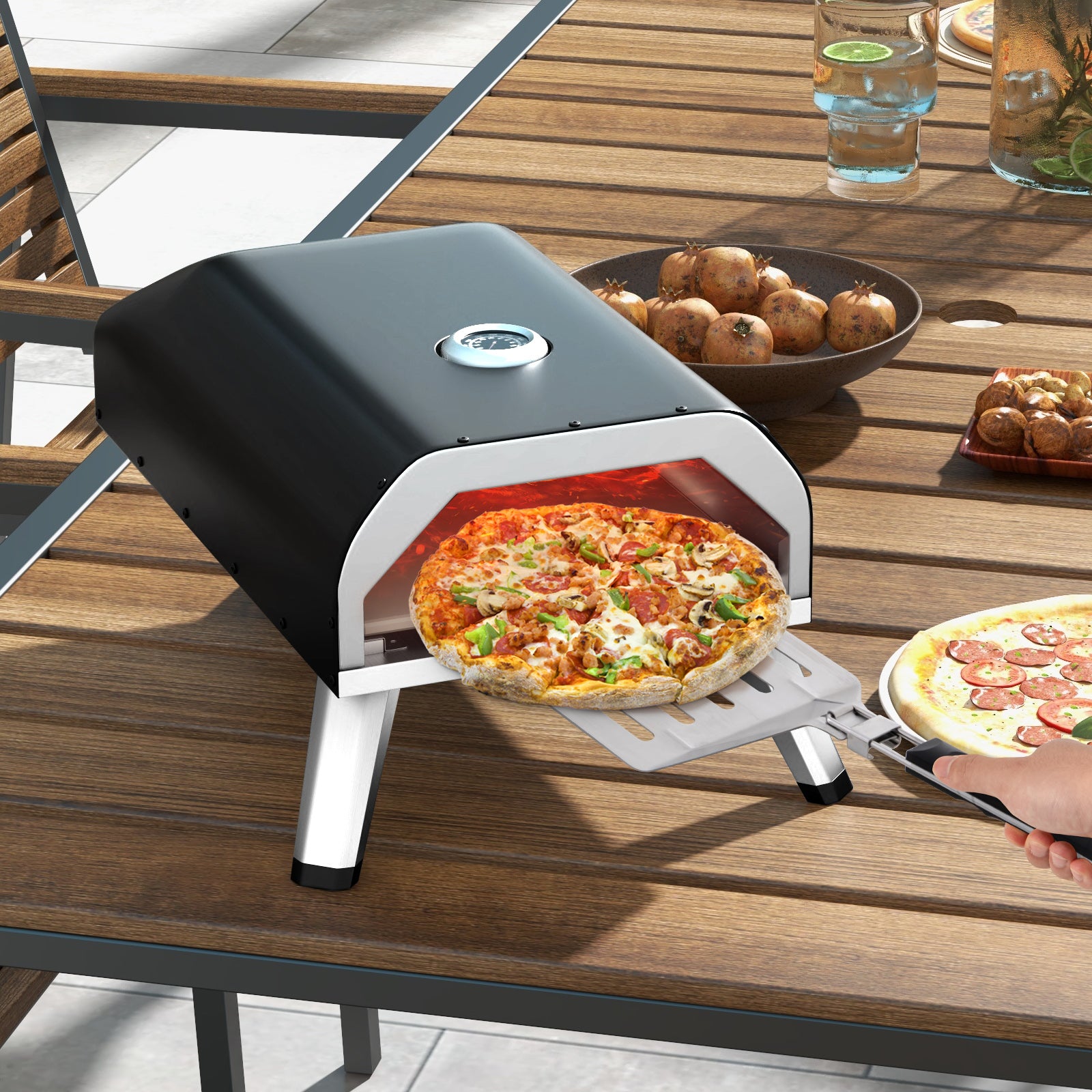 15000 BTU Foldable Pizza Oven with Pizza Peel Stone and Cutter