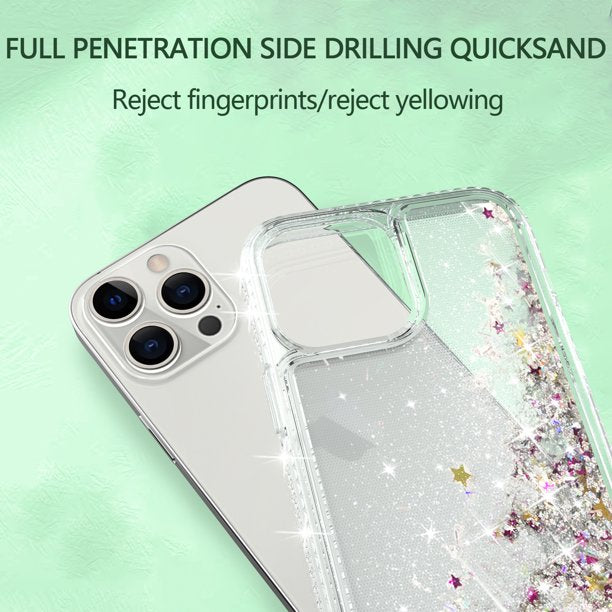 SUGIFT  Case for iPhone 13/13 Pro for Women Girls Full Body Bling Liquid Sparkle Fashion Flowing Quicksand Case(6.1in)