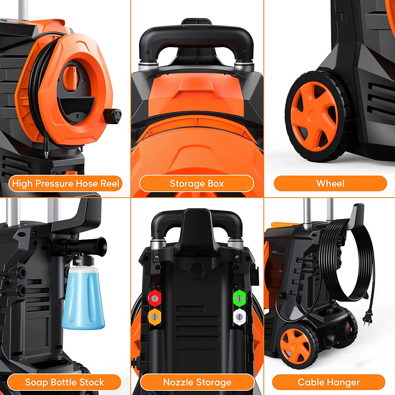 2.0 GPM Electric High Pressure Washer, Cleans Cars/Fences/Patios