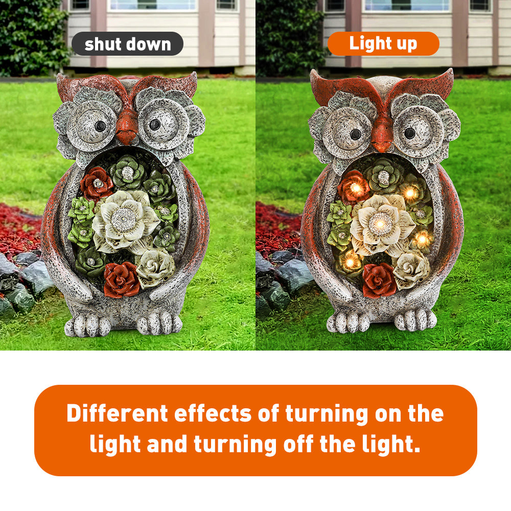 SUGIFT  Garden Owl Statue, Solar Resin Animal Sculpture