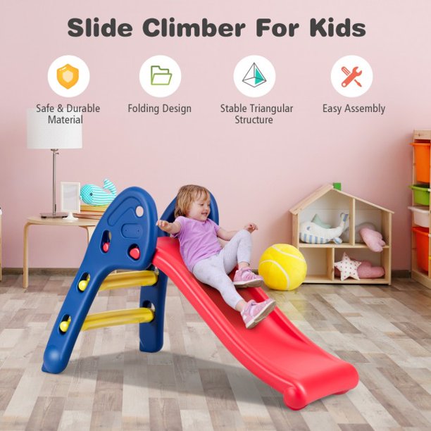 SUGIFT  Kids Slide 2 Step Children Folding Plastic Slide