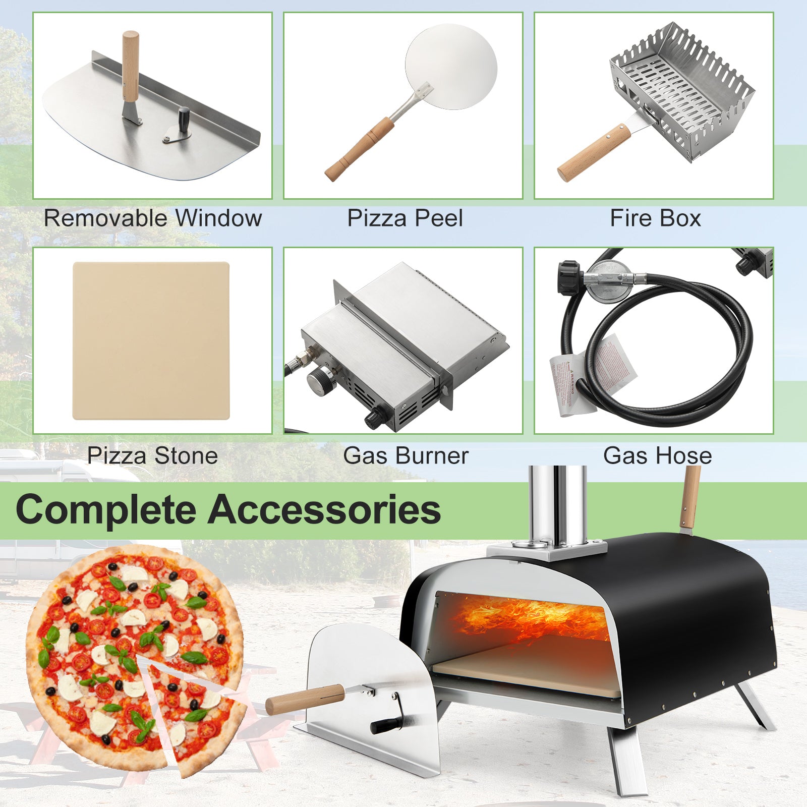 Portable Stainless Steel Outdoor Pizza Oven with 12 Inch Pizza Stone