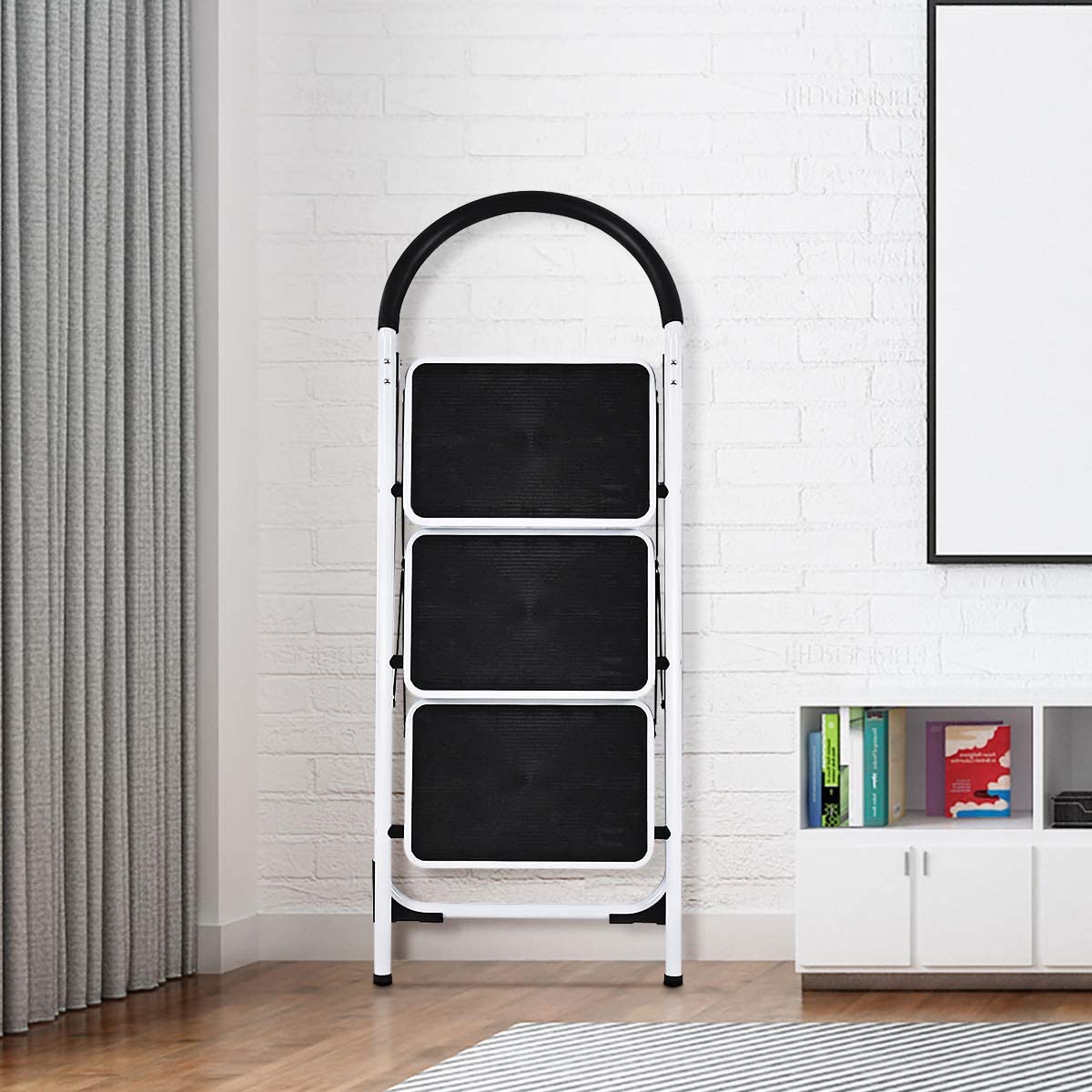 3 Steel Step Folding Ladder with with 300 lb. Load Capacity