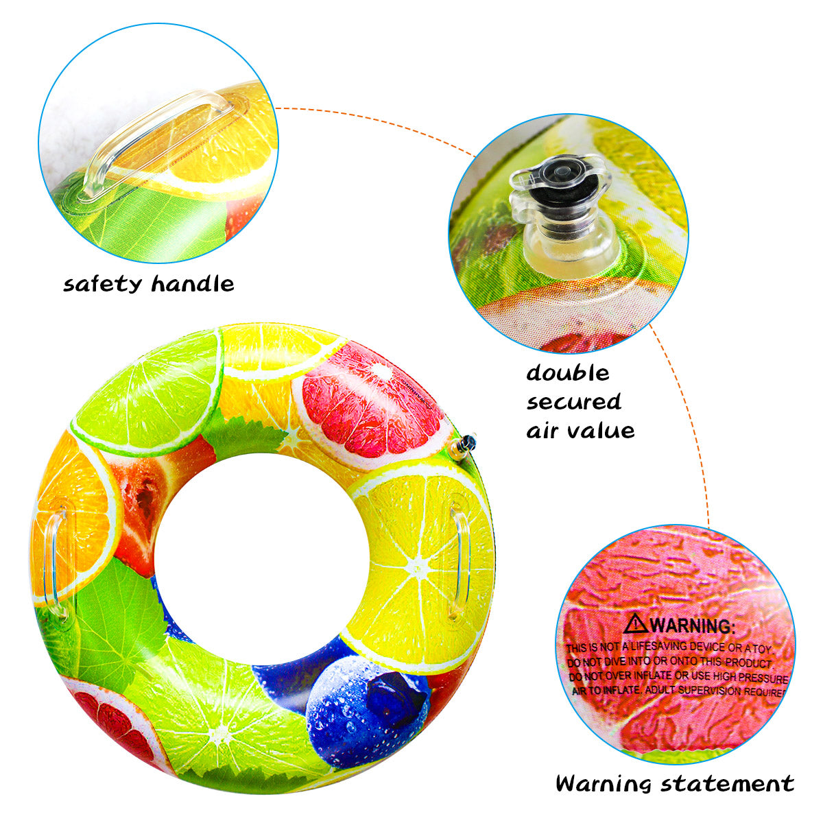 SUGIFT  Inflatable Fruit Pool Floats Swimming Rings Inflatable Tubes Fun Water Toys for Kids Adults Beach Outdoor Party Supplies