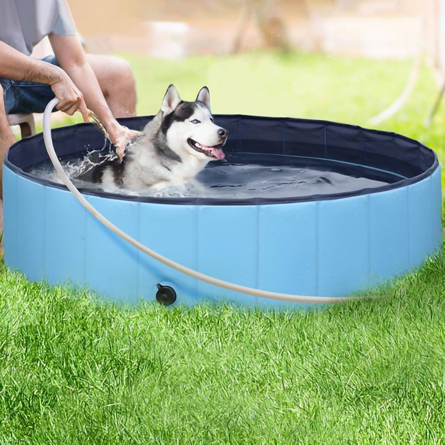 SUGIFT 48-inch Collapsible Pet Pool, Suitable for Big and Small Dogs and Children, Blue