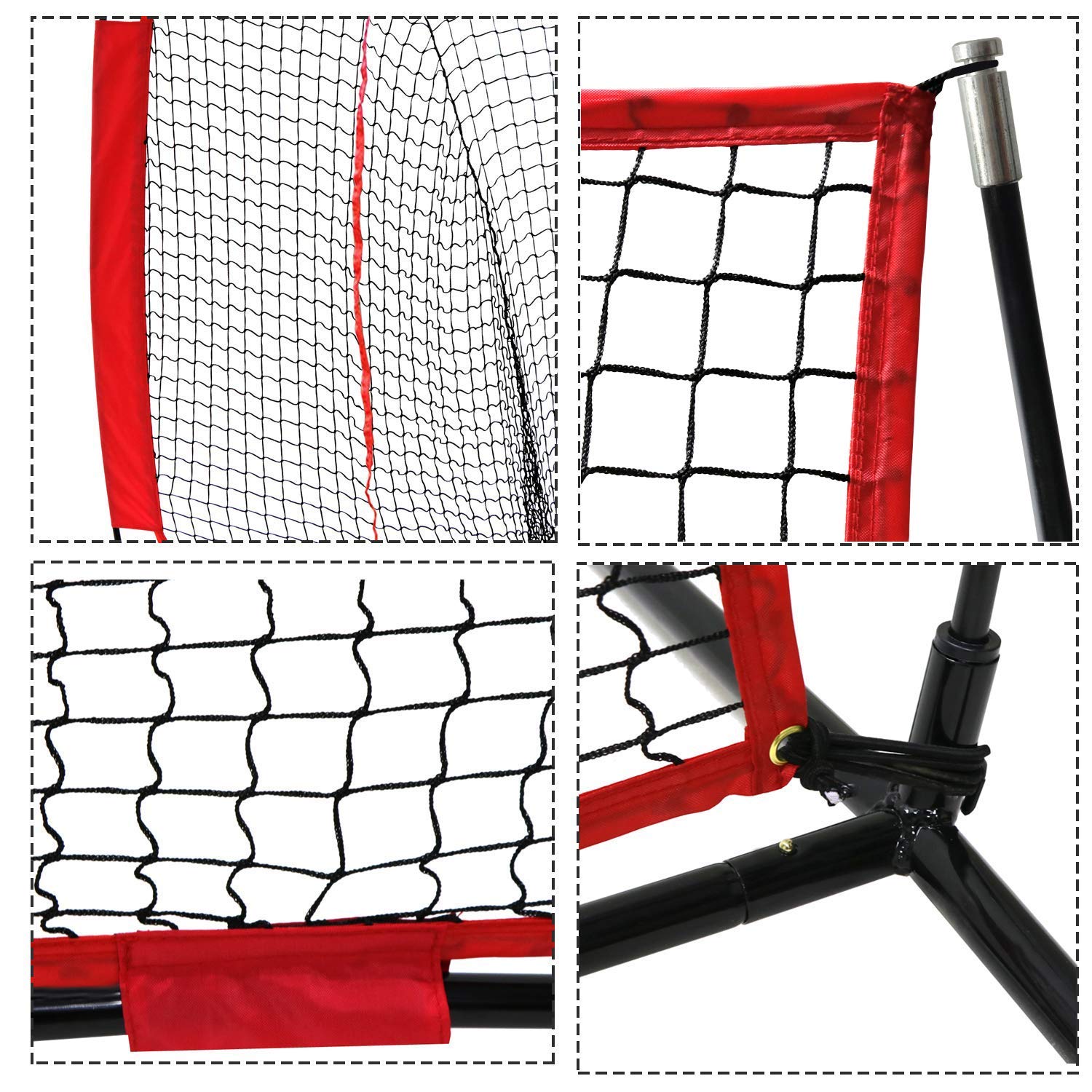 SUGIFT  7'¡Á7' Baseball Softball Practice Net Hitting Batting Catching Pitching Training Net w/Carry Bag & Metal Bow Frame, Backstop Screen Equipment Training Aids