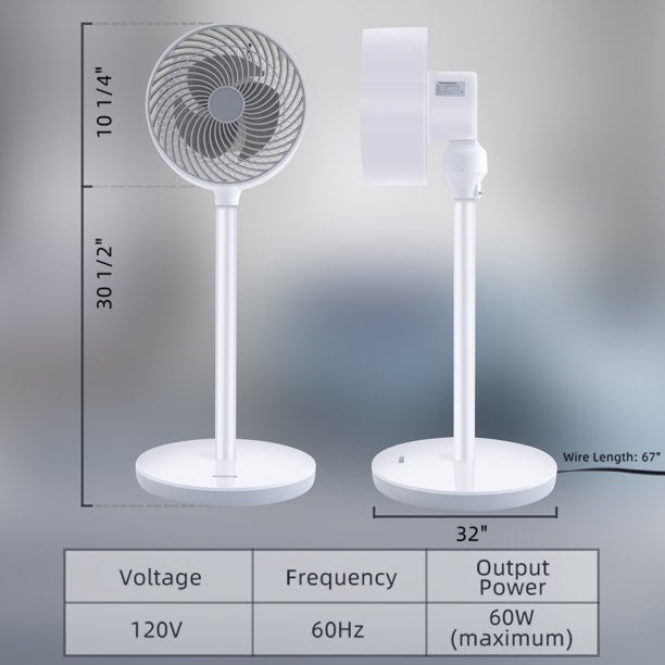 SUGIFT  7 inch Stand Fan, 3 Speeds & 3 Modes, 15 Hours Timer, 70¡ã Oscillating Circulating Fan, Remote Control, Air Circulation Fan White