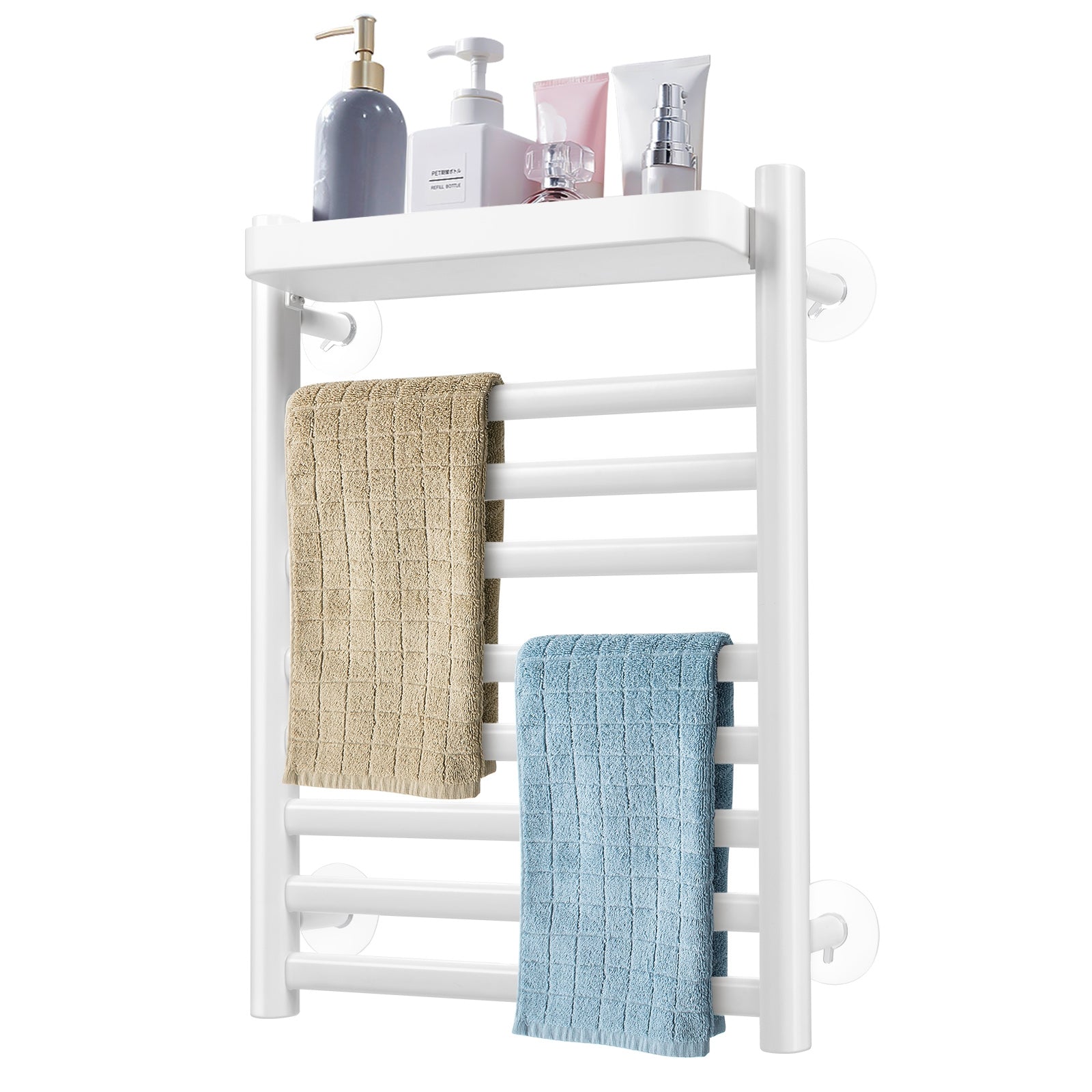 Premium Aluminum Alloy Electric Towel Warmer with 8 Bars and Top Tray