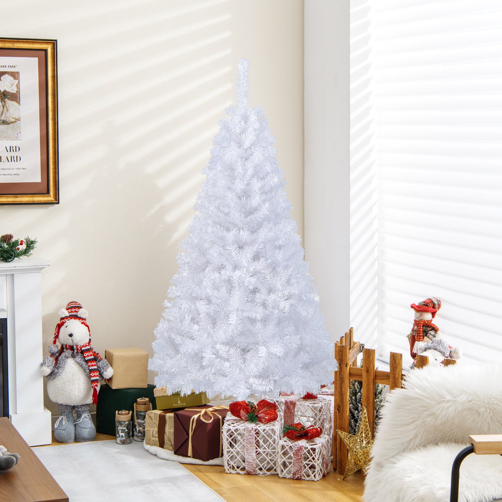 5 Feet White Christmas Tree with Solid Metal Legs