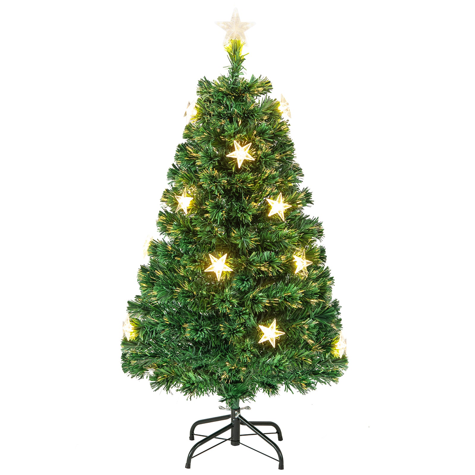 6 FT Pre-Lit Fiber Optic Christmas Tree with 185 Multi-Color LED Lights and Top Star Light