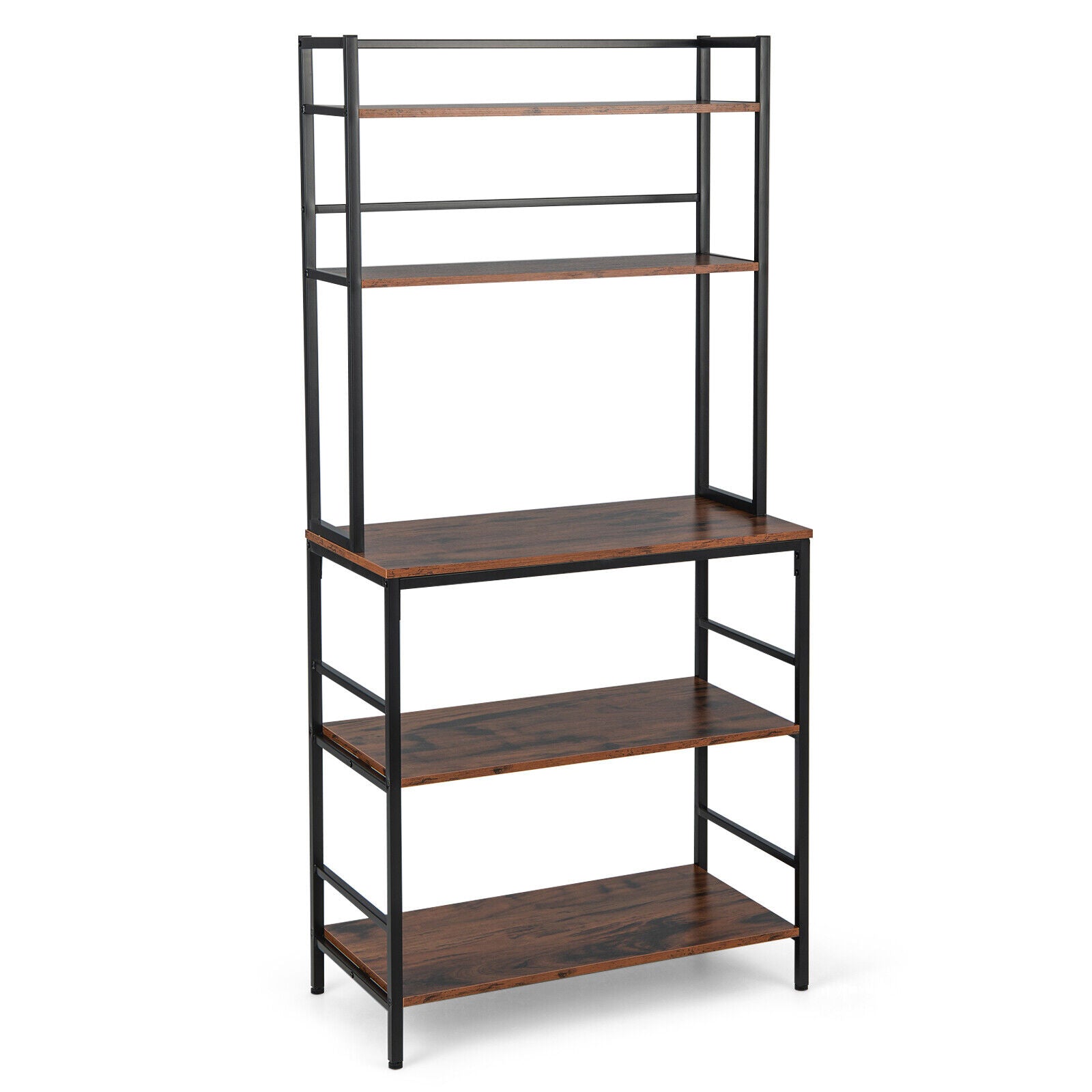 SUGIFT 5-Tier Kitchen Bakers Rack with Hutch and Open Shelves