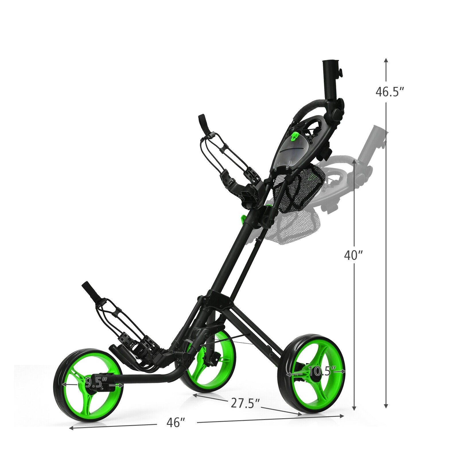 3 Wheel Folding Golf Push Cart with Brake Scoreboard Adjustable Handle