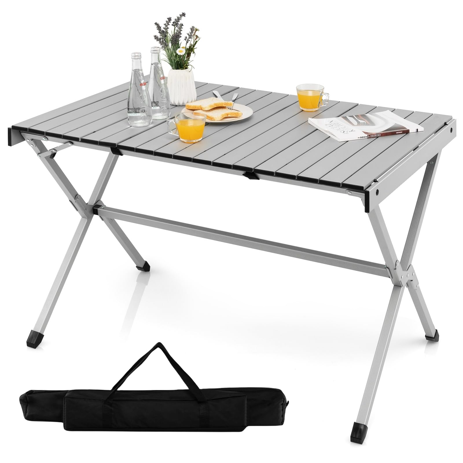 4-6 Person Portable Aluminum Camping Table with Carrying Bag