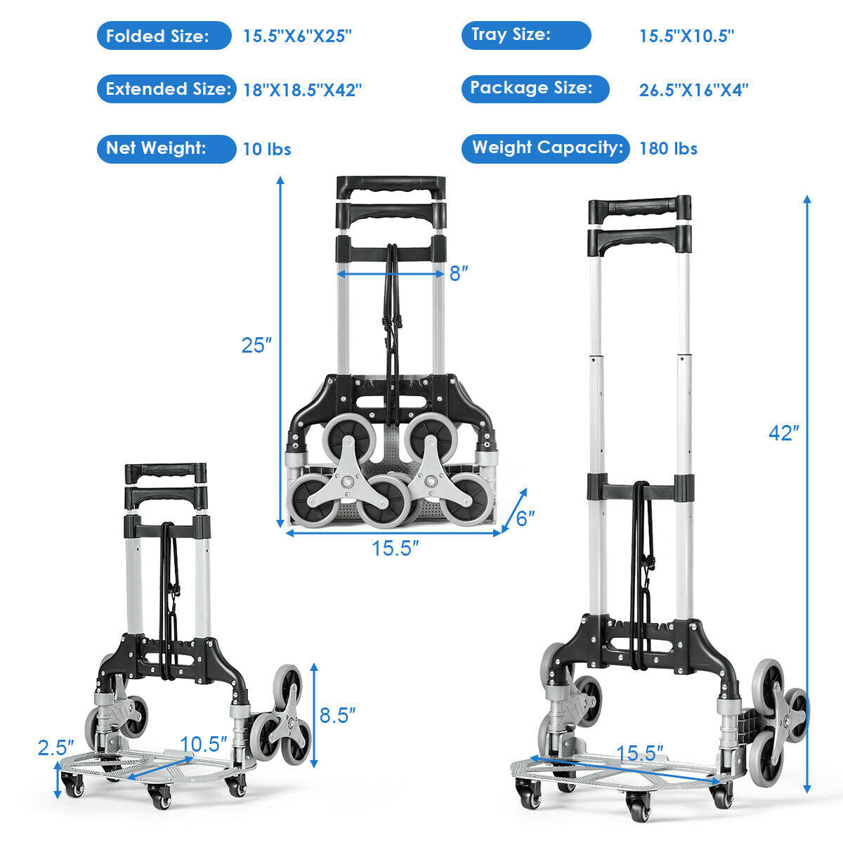 SUGIFT Portable Folding Stair Climbing Hand Truck