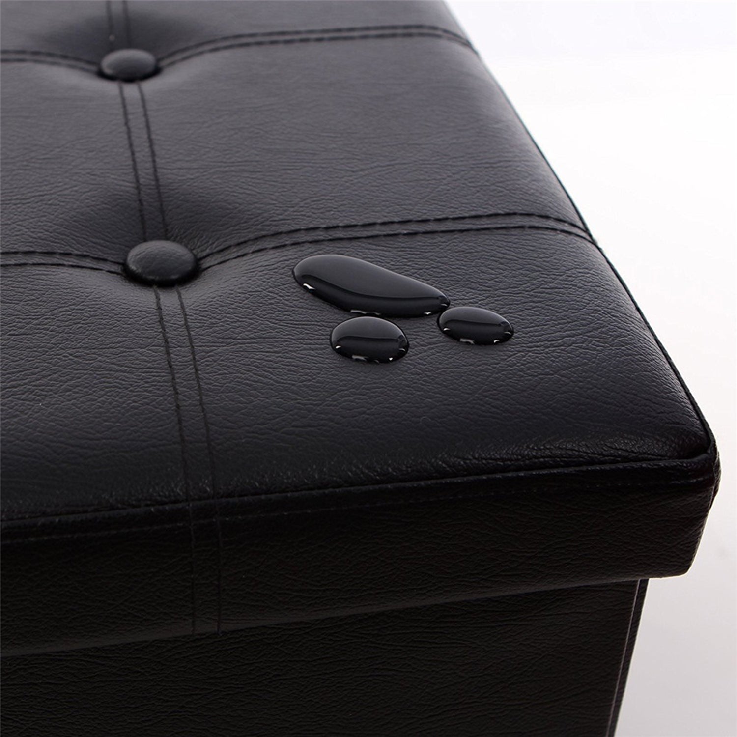 SUGIFT  30 x 15 x 15 inch footstool PU Material Black Footstool with Removable Cover