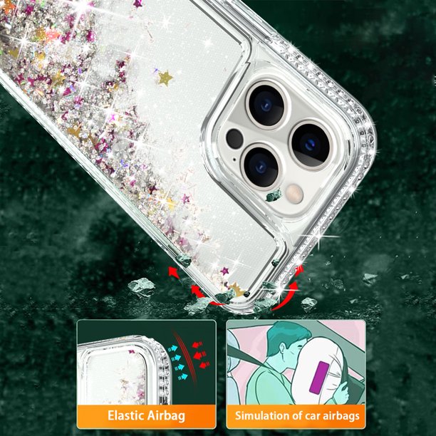 SUGIFT  Case for iPhone 13/13 Pro for Women Girls Full Body Bling Liquid Sparkle Fashion Flowing Quicksand Case(6.1in)