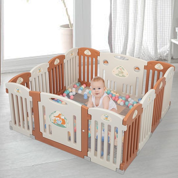 14 Panel Baby Playpen, Safety Play Yard, Home Indoor Outdoor