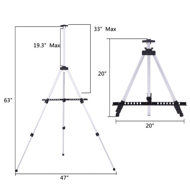 SUGIFT  New Artist Aluminium Alloy Folding Easel Light Weight And Carry Bag White